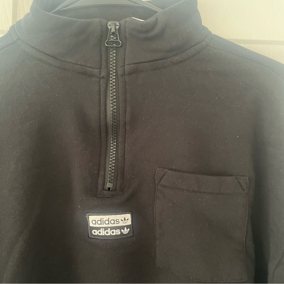 Women’s Adidas Original black cropped half zip sweatshirt size M - Picture 4 of 7